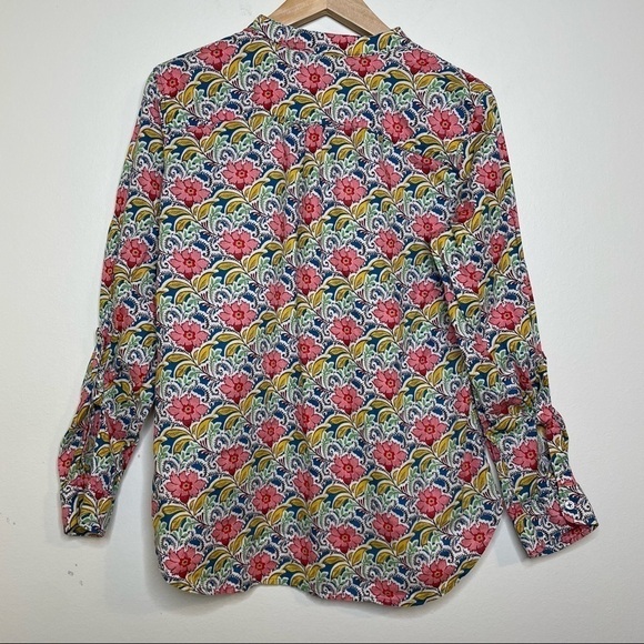 Talbots Multi Color Floral Novelty Print Long Sleeve Button Down Shirt - Picture 3 of 7